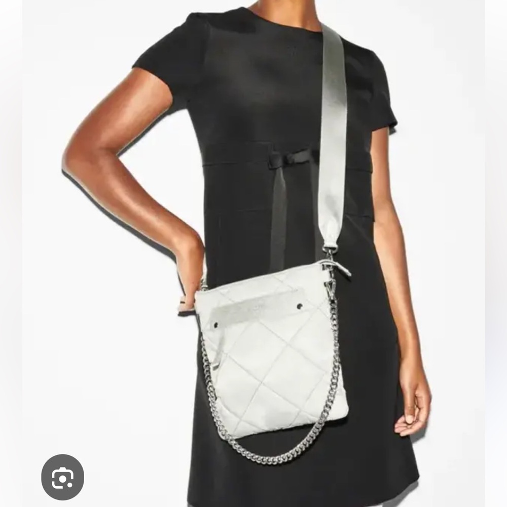 MZ Wallace Quilted Madison Flat Crossbody NWT, unopened. Light grey “Frost”